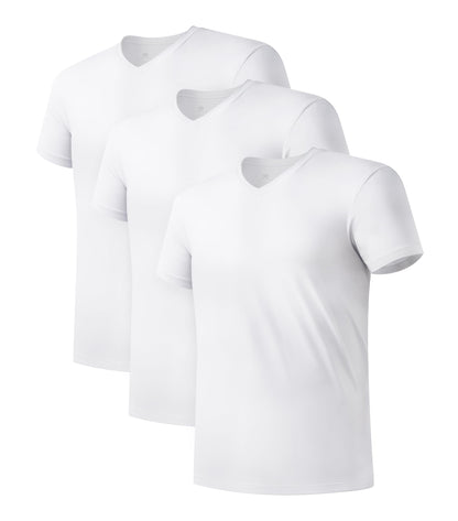 DAVID ARCHY Men's Undershirts Micro Modal Ultra Soft T-Shirts Stretch Moisture-Wicking Crewneck/V-Neck Tees for Men, 3-Pack