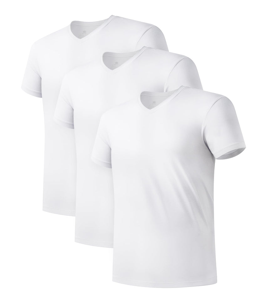 DAVID ARCHY Men's Undershirts Micro Modal Ultra Soft T-Shirts Stretch Moisture-Wicking Crewneck/V-Neck Tees for Men, 3-Pack