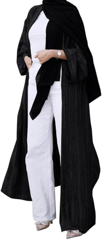 Womens Muslim Kimono Abaya Solid Striped Retro Ethnic Cardigan Robe Dubai Middle Eastern Saudi Arabia Eid Clothes