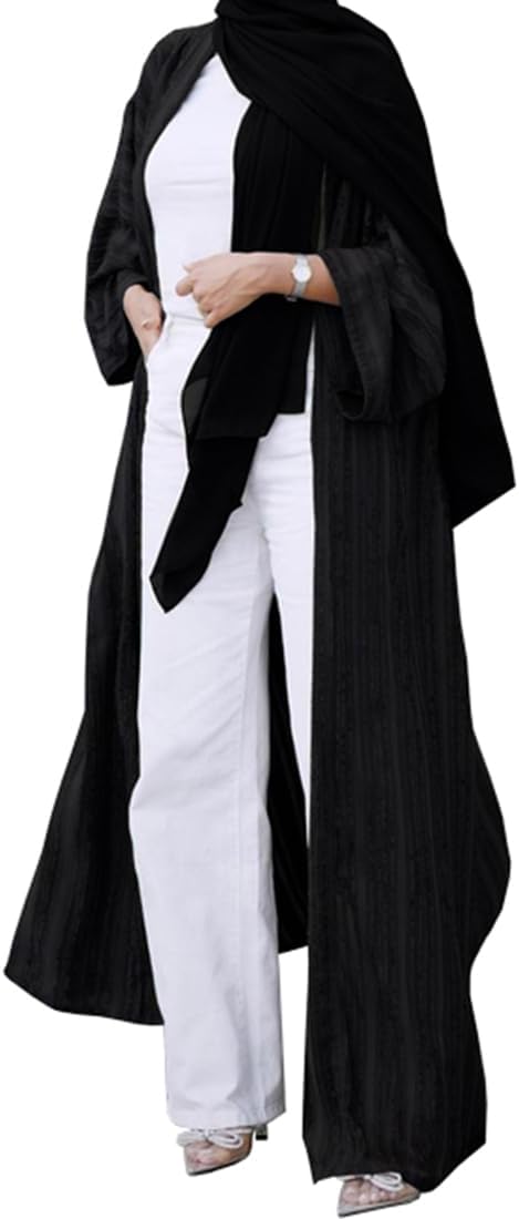 Womens Muslim Kimono Abaya Solid Striped Retro Ethnic Cardigan Robe Dubai Middle Eastern Saudi Arabia Eid Clothes