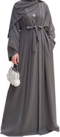 2PCS Women's Muslim Dresses Abaya Islamic Dubai Prayer Dress Robe Long Cardigan Maxi Dress