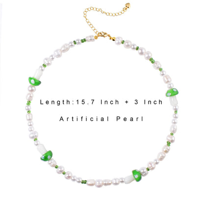 Natural Freshwater Pearl Fun Flirty Beaded Choker Necklace Handmade Summer Boho Jewlery Gifts for Women Teen