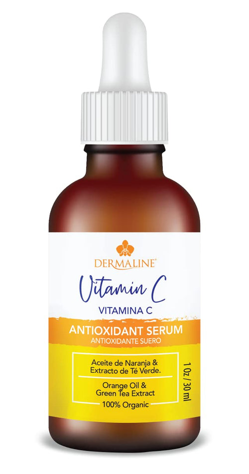 Dermaline Vitamin C Serum for Face with Hyaluronic Acid and Jojoba Oil, Hydrating, Brightening, and Deep Moisturizing Age Control to Diminish Fine Lines and Wrinkles