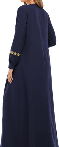 WSPLYSPJY Womens Muslim Abaya Dress Zipper Islamic Robe Pockets Maxi Prayer Clothes with Hijabs