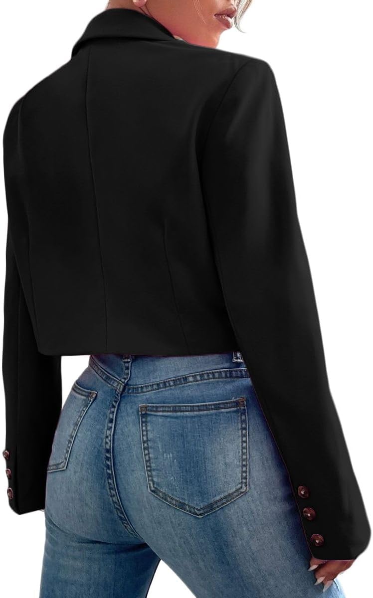 Mina Self Women's 2025 Summer Cropped Blazer Jacket Lightweight Casual Eleglant Fully-Lined Fashion Work Office Blazers