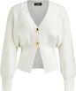 CIDER Cardigan Sweater for Women Knitted Long Sleeve V Neck Trendy Open Front Sweaters with Gold Buttons