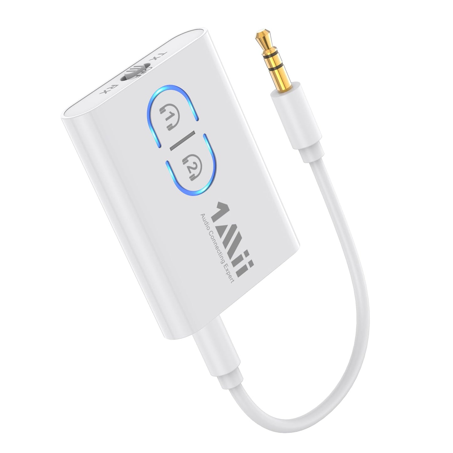1Mii Bluetooth 5.3 Transmitter Receiver for TV to Wireless Headphones, Dual Link AptX Adaptive/Low Latency/HD Audio, Aux Adapter for Home Stereo, Airplane, Boat, Gym