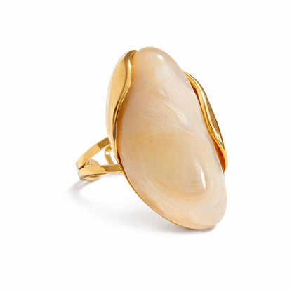 Mchic Colorful Chunky Statement Ring for Women: Boho Large Oval Acrylic Finger Ring Stainless Steel Adjustable Beach Summer Y2K Handmade Jewelry Gift for Women