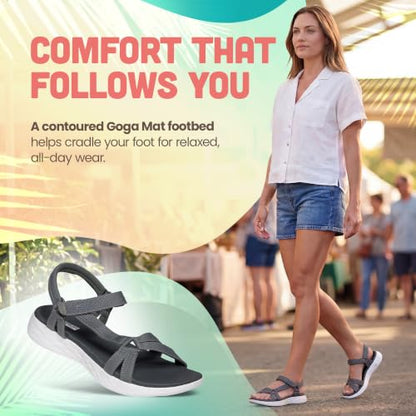 Skechers womens On-the-go 600 - Brilliancy Sport Sandal, Natural, 8 USSkechers womens On-the-go 600 - Brilliancy Sport Sandal, Natural, 8 US