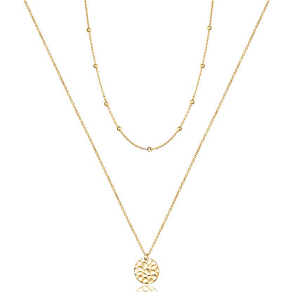 Turandoss Dainty Layered Choker Necklace, Handmade Y Pendant Necklace Multilayer Bar Disc Necklace Adjustable Layering Choker Necklaces for Women