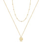Turandoss Dainty Layered Choker Necklace, Handmade Y Pendant Necklace Multilayer Bar Disc Necklace Adjustable Layering Choker Necklaces for Women