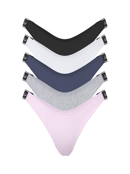 Victoria's Secret PINK Cotton Logo Thong Panty Pack, Panties for Women, Fall Basic Pack, M