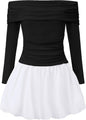 EXARUS Girls Dress Off The Shoulder Bodycon/Bubble Long Sleeve Teen Ruched Homecoming Dance Party Prom Tween Dresses