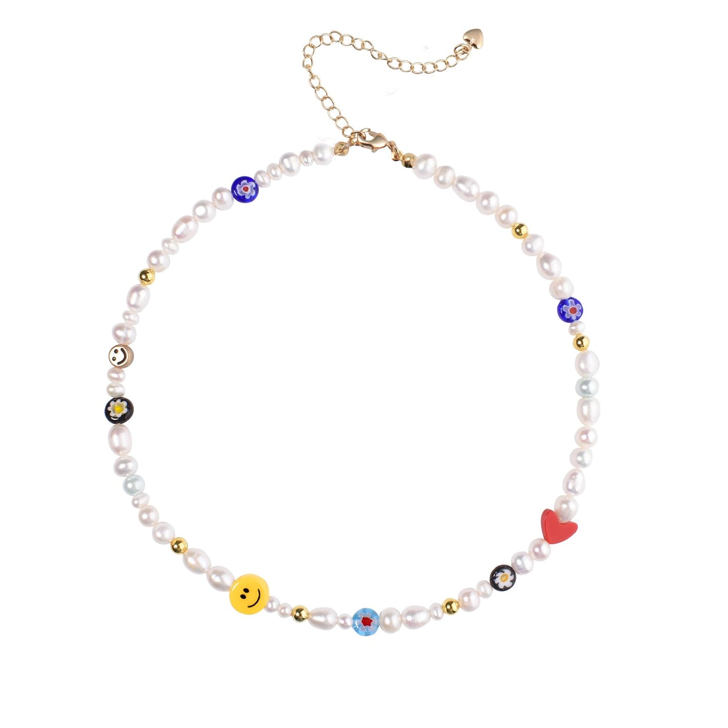 Natural Freshwater Pearl Fun Flirty Beaded Choker Necklace Handmade Summer Boho Jewlery Gifts for Women Teen