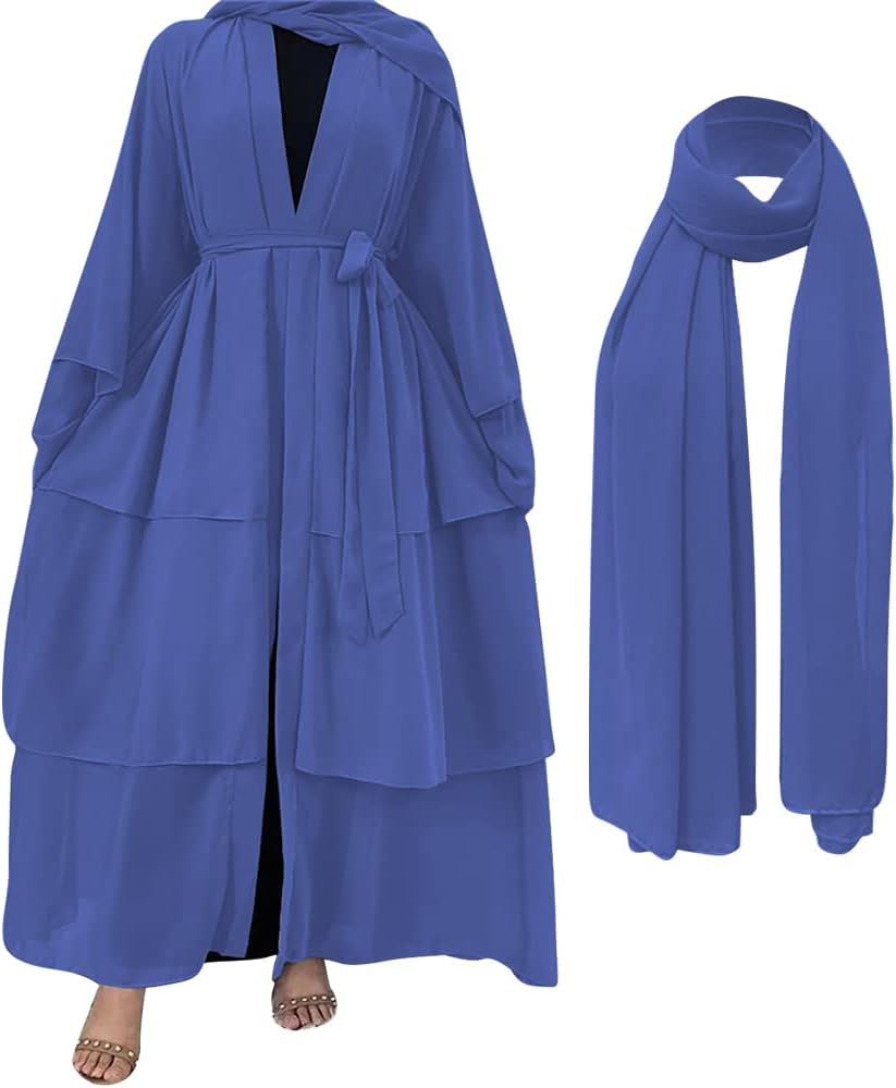 Abayas for Women Muslim Dubai Dress Solid Loose Fit Long Cardigan Islamic Kaftan Robe Open Front Maxi Length