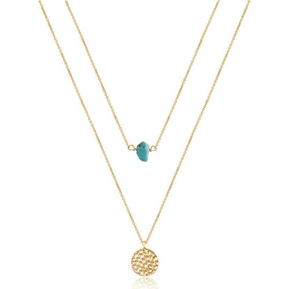 Turandoss Dainty Layered Choker Necklace, Handmade Y Pendant Necklace Multilayer Bar Disc Necklace Adjustable Layering Choker Necklaces for Women