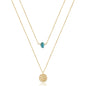 Turandoss Dainty Layered Choker Necklace, Handmade Y Pendant Necklace Multilayer Bar Disc Necklace Adjustable Layering Choker Necklaces for Women