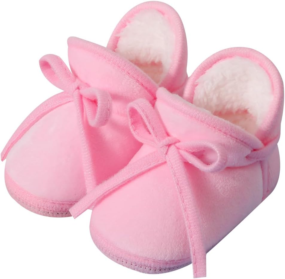 Baby Booties Newborn Fleece First Walking Shoes Non-Slip Sole Slippers Cozy Warm Booties for Infant Toddler Boys Girls