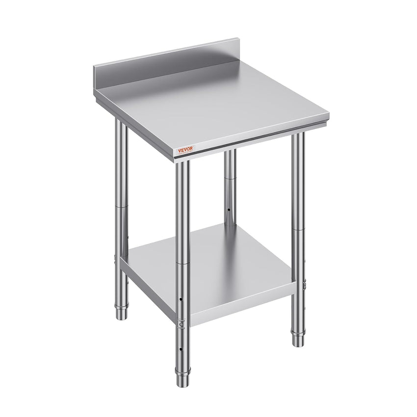 Vevor Mophorn Stainless Steel Work Table 36x24 Inch with 4 Wheels, Casters Heavy Duty Food Prep Worktable for Commercial Kitchen Restaurant, Silver