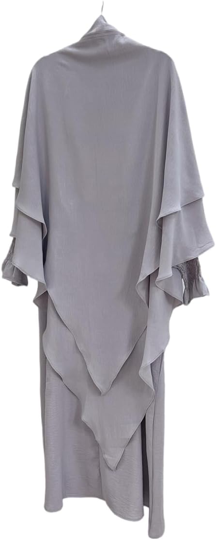 Women Prayer Dress Muslim Ramadan Garment Abaya Dubai Islam Jilbeb 2 Piece Set Layered Khimar Scarf Hijab and Long Dress