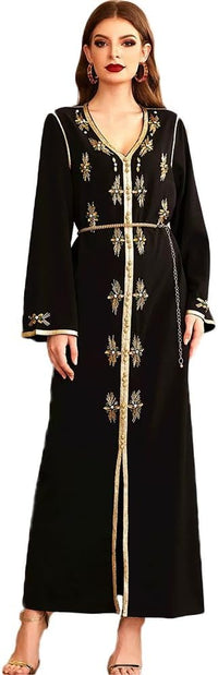 PolyJolly Handmade Bead Abaya Dress for Women Dubai Sadui Fancy Moroccan Kaftan Wedding Attire Collection
