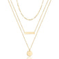 Turandoss Dainty Layered Choker Necklace, Handmade Y Pendant Necklace Multilayer Bar Disc Necklace Adjustable Layering Choker Necklaces for Women