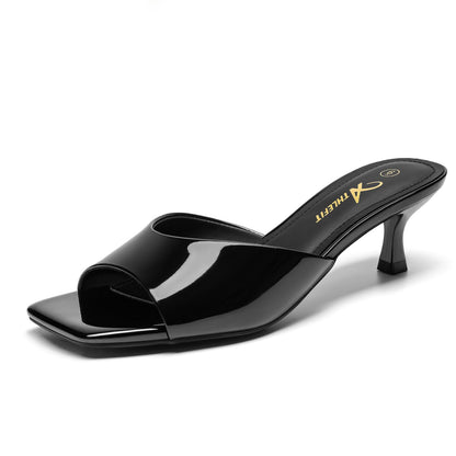 Athlefit Women's Kitten Heels Open Square Toe Heeled Sandals Slip On Comfortable Casual Clear Low Heels for Prom Si/ze 8Athlefit Women's Kitten Heels Open Square Toe Heeled Sandals Slip On Comfortable C…