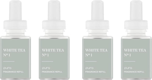 Pura Smart Home Air Diffuser Fragrance - Smart Scent Refill - Up to 120-Hours of Premium Fragrance per Refill for Home, Office & Apartment - 4 Pack, White Tea No. 1