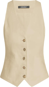 Mina Self Women's Sleeveless Vest Tops 2025 Summer - V-Neck Lightweight Slim Trendy Casual Business Work Blazer Pockets