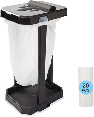 Collapsible Trash Can with Reinforced Legs & 20 Bags – Portable Garbage Bin for Camping, RV, Picnics, Indoor/Outdoor Use, Easy Assembly, Compact Storage, Includes Ground Pegs for Stability