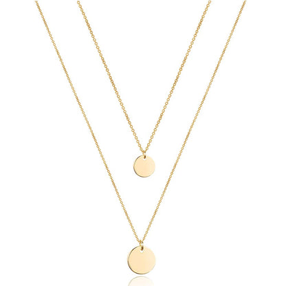 Turandoss Dainty Layered Choker Necklace, Handmade Y Pendant Necklace Multilayer Bar Disc Necklace Adjustable Layering Choker Necklaces for Women