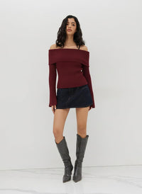 CIDER Off The Shoulder Tops for Women Long Sleeve Going Out Y2K Tops Knit Pullover Fall Outfits Trendy 2025