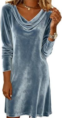 OSCORP Women’s Velvet Cowl Neck Mini Dress – Long Sleeve Party Cocktail Dress for Fall Winter 2025