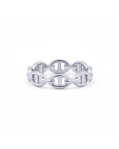 PAVOI Waterproof Link Ring - 14K Gold Plated Link Chain Ring for Women - Stackable Stainless Steel Thin Trendy Jewelry