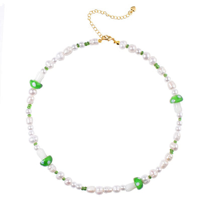 Natural Freshwater Pearl Fun Flirty Beaded Choker Necklace Handmade Summer Boho Jewlery Gifts for Women Teen