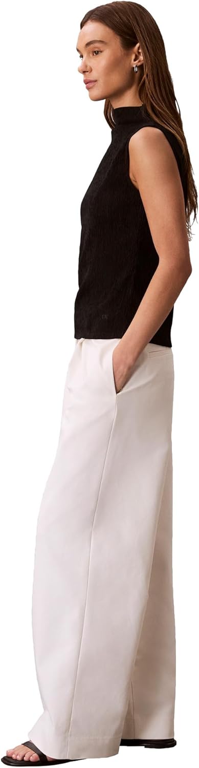 Calvin Klein Womens Textured Knit Mock Neck Top