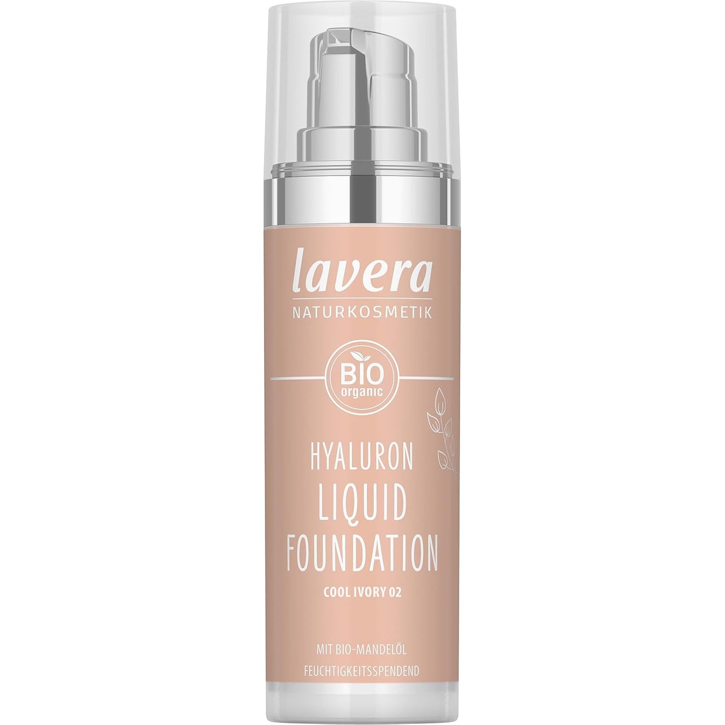 lavera Hyaluron Liquid Foundation - Natural Ivory 01 - Foundation Make Up with Hyaluron & Almond Oil for a Flawless Complexion - Face Make Up - PETA Certified - Vegan - Made in Germany - 1 Fl Oz