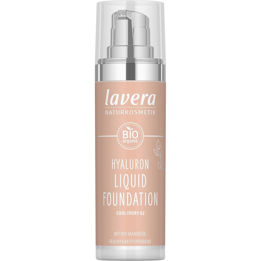lavera Hyaluron Liquid Foundation - Natural Ivory 01 - Foundation Make Up with Hyaluron & Almond Oil for a Flawless Complexion - Face Make Up - PETA Certified - Vegan - Made in Germany - 1 Fl Oz