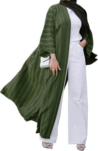 Womens Muslim Kimono Abaya Solid Striped Retro Ethnic Cardigan Robe Dubai Middle Eastern Saudi Arabia Eid Clothes