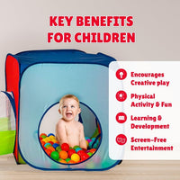 Kiddey Tunnel and Ball Pit Play Tent | 3pc Pop Up Toddler Gym Tunnels with Tents for Kids, Toddlers, Infants Boys & Girls | Indoor & Outdoor Gift Game | Baby Crawling Pits for Playground