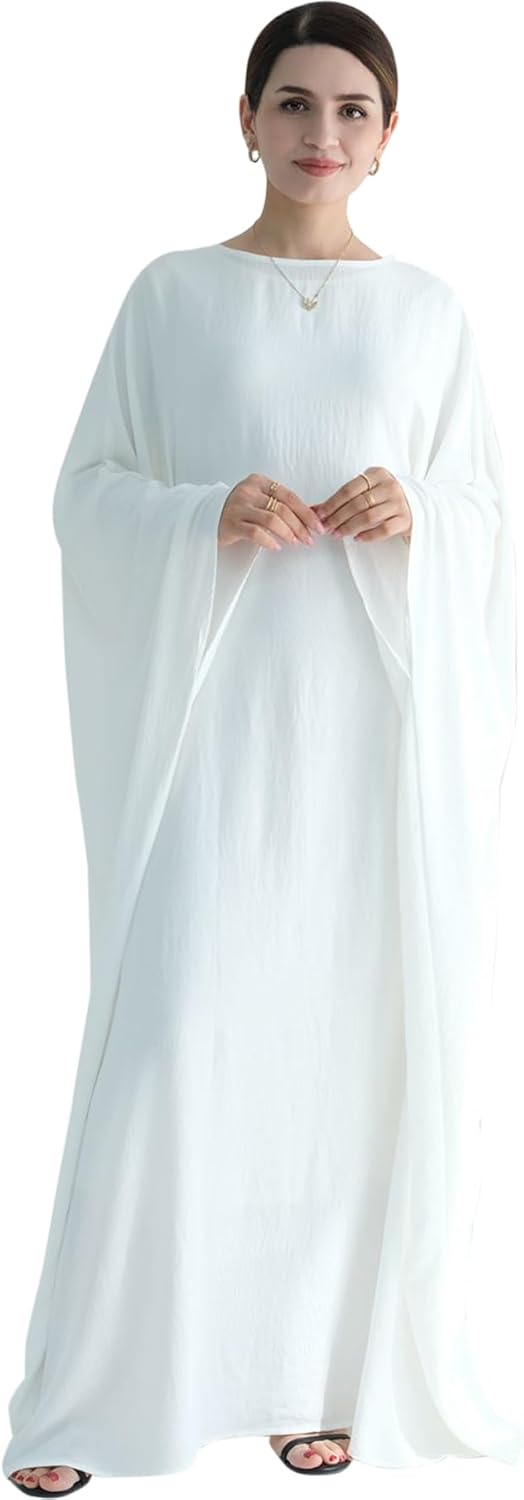 Women Muslim Abaya Dress 1Piece Bat Sleeve Islamic Maxi Robe Fashion Jilbab for Women Eid Kaftan Muslim Robe