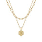 M MOOHAM Dainty Initial Necklaces for Women, 14K-Gold-Plated Layering Necklace for Women Cute Hexagon Letter Initial Necklace Layered Necklaces for Womens Teen Girl Gifts