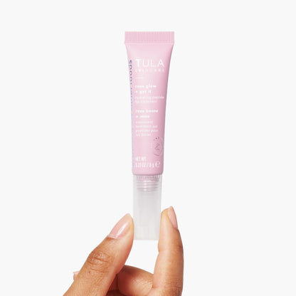 TULA Skin Care Wrapped in Radiance - Rose Glow + Get It Hydrating Peptide Lip Treatment Balm 0.28oz & Cooling & Brightening Eye Balm 0.35 oz, Full-Size, 2 Piece Duo