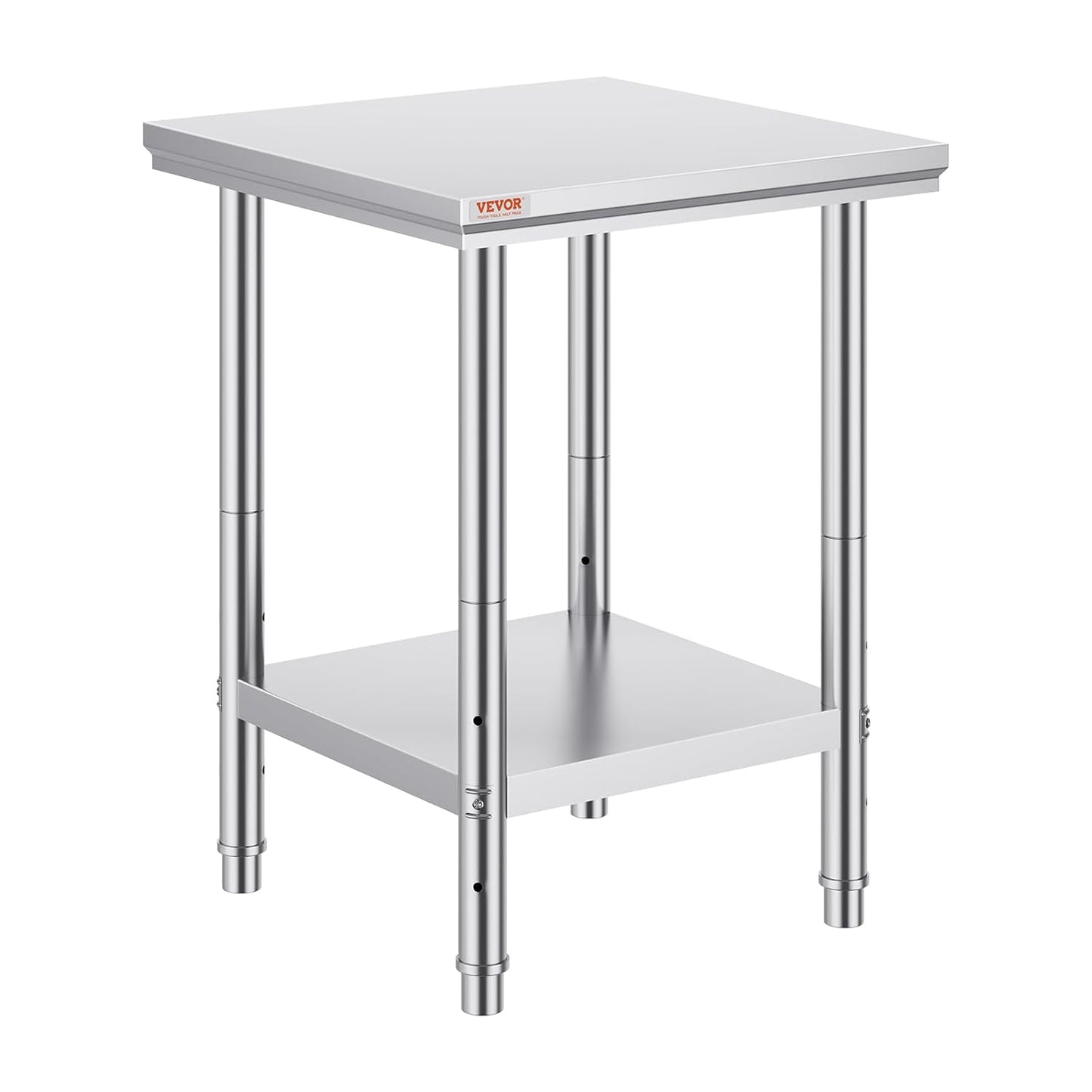 Vevor Mophorn Stainless Steel Work Table 36x24 Inch with 4 Wheels, Casters Heavy Duty Food Prep Worktable for Commercial Kitchen Restaurant, Silver