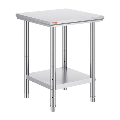 Vevor Mophorn Stainless Steel Work Table 36x24 Inch with 4 Wheels, Casters Heavy Duty Food Prep Worktable for Commercial Kitchen Restaurant, Silver