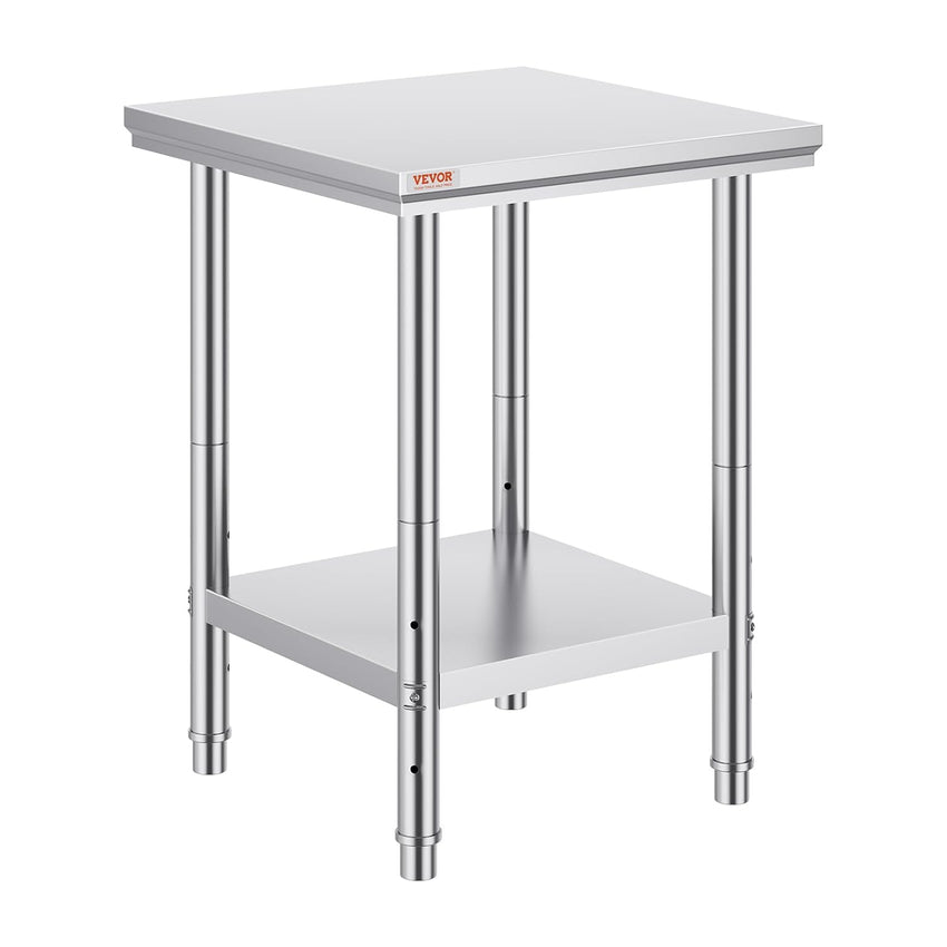 Vevor Mophorn Stainless Steel Work Table 36x24 Inch with 4 Wheels, Casters Heavy Duty Food Prep Worktable for Commercial Kitchen Restaurant, Silver