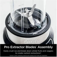Ninja | Blender | Nutri Pro | Single Serve | For Smoothies, Salsa, Shakes and Frozen Drinks | Includes 2 Smoothie Cups & Lids | Crushes Ice, Fruit & Veggies |Silver | BN401