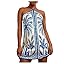 MakeMeChic Women's Backless Dress Tropical Vacation Outfits Halter Cami Summer Boho Beach Mini Dresses