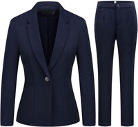 MODFUL Women's 2 Piece Business Suit Pant Set Slim Fit One Button Blazer Jacket Lady Work Suit for Office