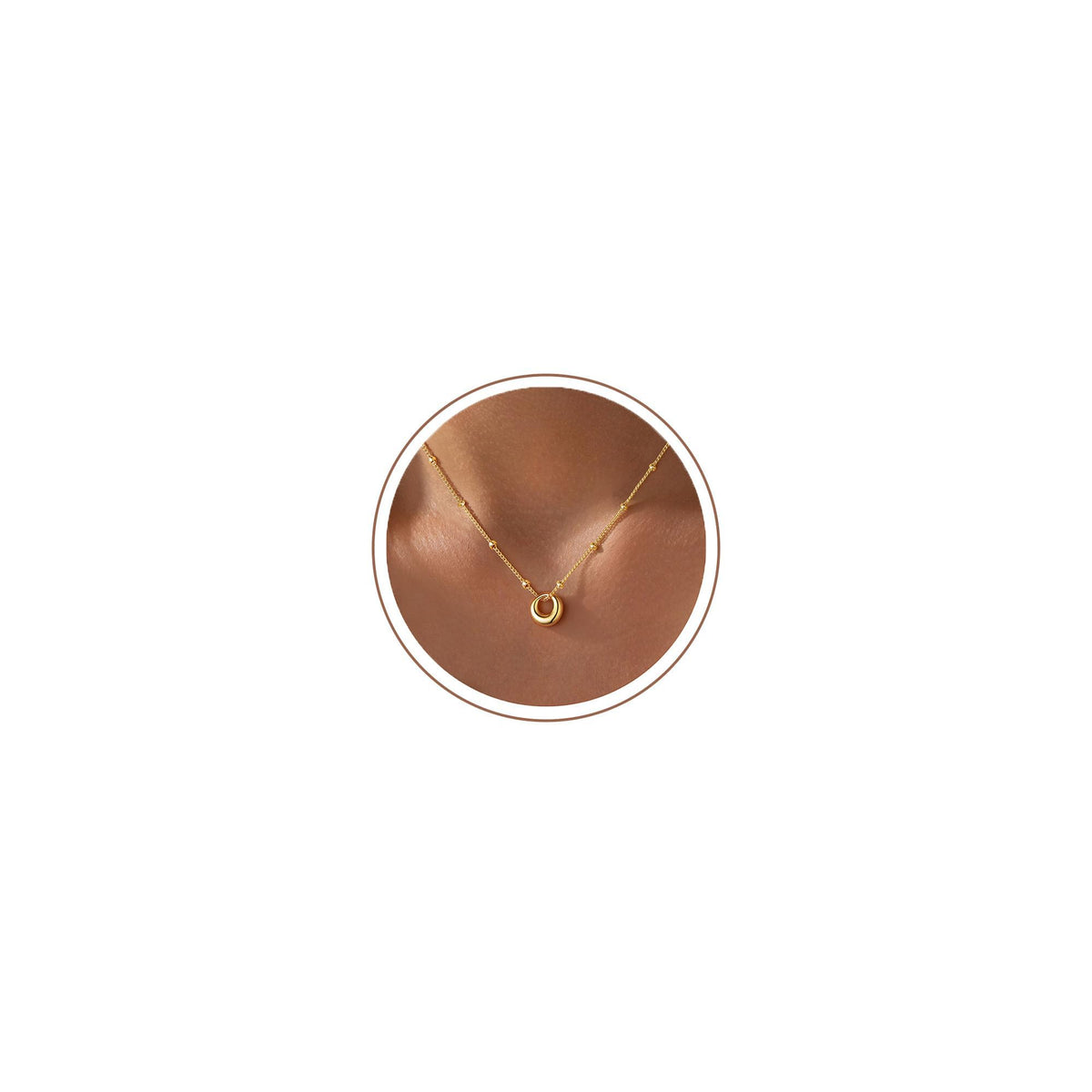 M MOOHAM Gold Necklace for Women Non Tarnish - Dainty 14K Gold Plated Beaded Chain Small Pendant Necklaces Simple Pearl Circle Beads Teardrop Pendant Necklace for Women Trendy Jewelry Gifts